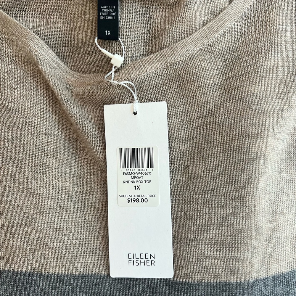 Sz 1X NWT Eileen Fisher Striped Sweater - Picture 4 of 5